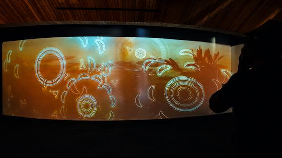 Salish Sea Dreaming, an immersive projection installation with Austin Aan’yas Harry’s visual language